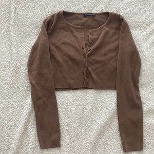 Brandy Melville Cropped Brown Cardigan